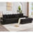 110.75" Modular L Shaped Sofa, Corduroy Fabric Sectional Couch,With A Movable Footstool, Cup Holders,Bring 8 Throw Pillows,Side Pocket,Unfold Into A Bed,Black-801475383