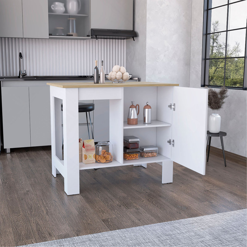 Kitchen Island, Single Door Cabinet, Shelf