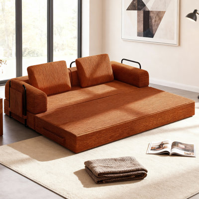 Canapé-lit convertible de 78 pouces avec fonction de lit escamotable, aucun assemblage requis, causeuse de salon flexible pour les petits espaces et les chambres d'amis.