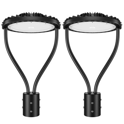 Luminaire sur poteau à DEL 150 W, luminaire à DEL commercial de 21 000 lumens, lumière du jour 5000 K blanc, poteau extérieur étanche IP65 pour stationnements, rues, jardins et cours (ensemble de 2)