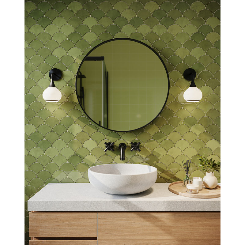 Applique murale 1 lumière pour salle de bain Marsi, Noir mat, Verre opale mat