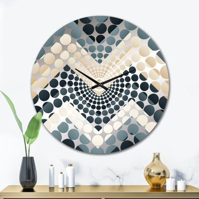 Grey White Geometric Neutrals Chevron Pattern - Chevron  Wall Clock