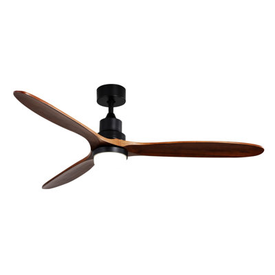 Ventilateur de plafond 60 pouces avec 3 lumières et 3 pales en bois massif