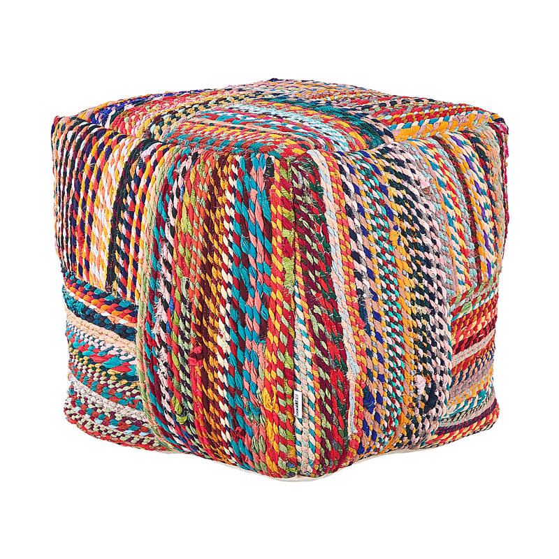 Atanase 40cm Wide Square Striped Pouffe Ottoman
