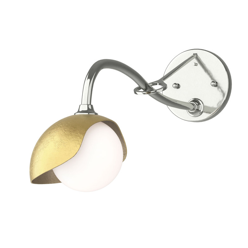 Brooklyn 1 - Light Hardwired Armed Sconce, Sterling, Modern Brass