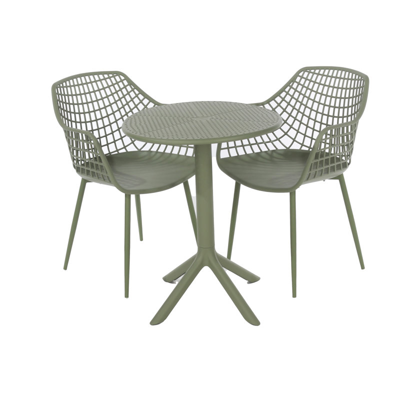 Daykin 2 - Person Patio Dining Set with Round Table, Green