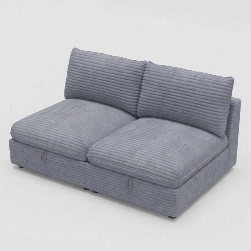Canapé d'angle modulaire sans accoudoirs avec rangement, élément de canapé convertible en tissu, canapé-lit pour combinaisons modulables flexibles, canapé de salon, ensemble 2 pièces