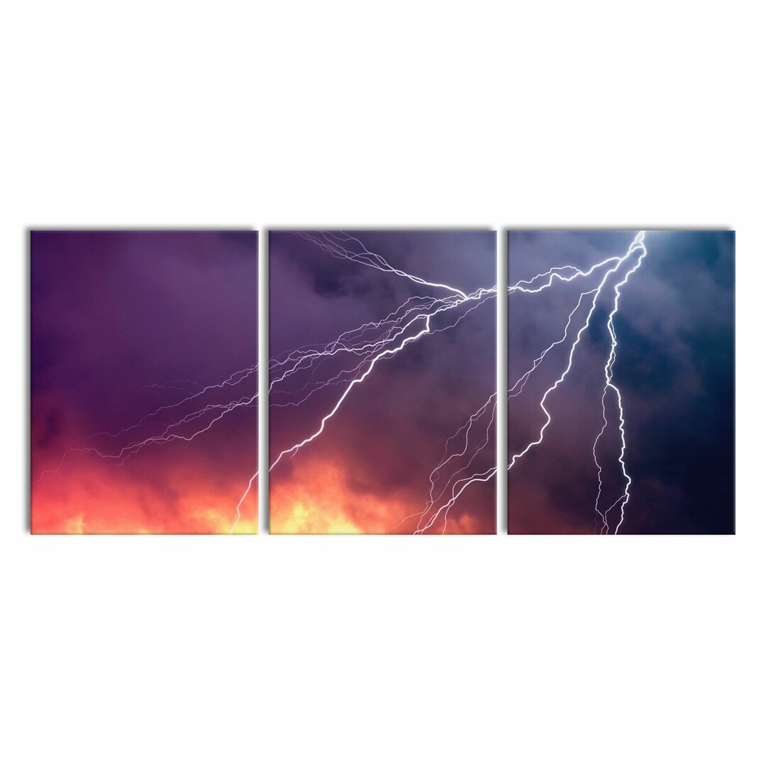 3-tlg. Leinwandbilder-Set Lightning