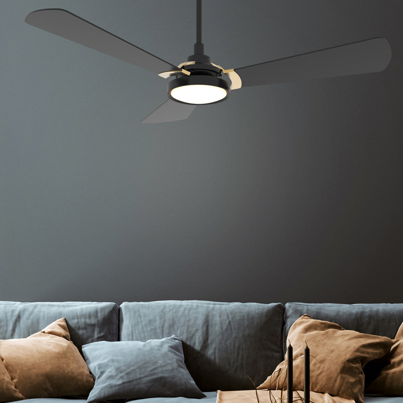 52'' Ceiling Fan with LED Lights, Black/Golden