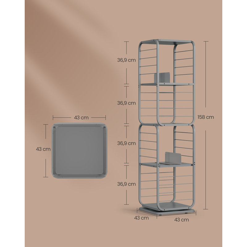Nolans 158cm H x 43cm W Metal Ladder Bookcase, Dove Grey