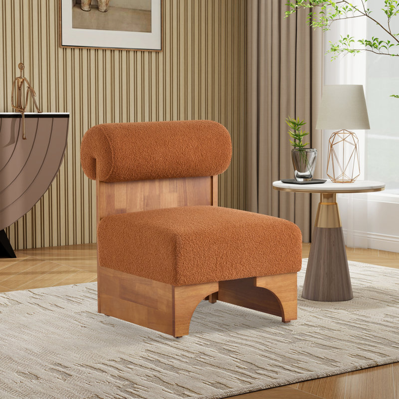 Fauteuil de chambre rembourré l 22,9 po, Polyester brun