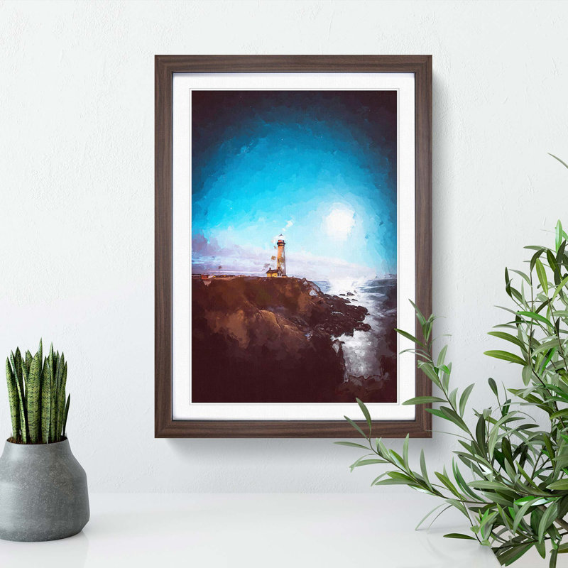 Pigeon Point Lighthouse - Picture Frame Graphic Art Print, Walnut Framed, 36cm H x 27cm W x 2cm D