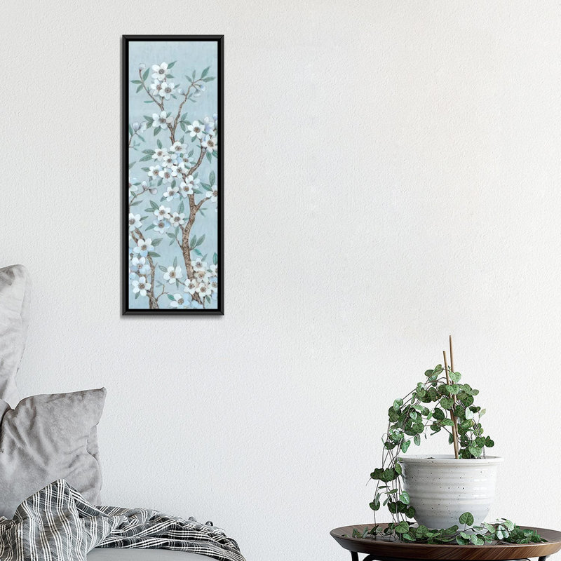« branches of fleurs », impression sur toile tendue, H 36 po x l 12 po x P 1,5 po, Toile avec cadre noir
