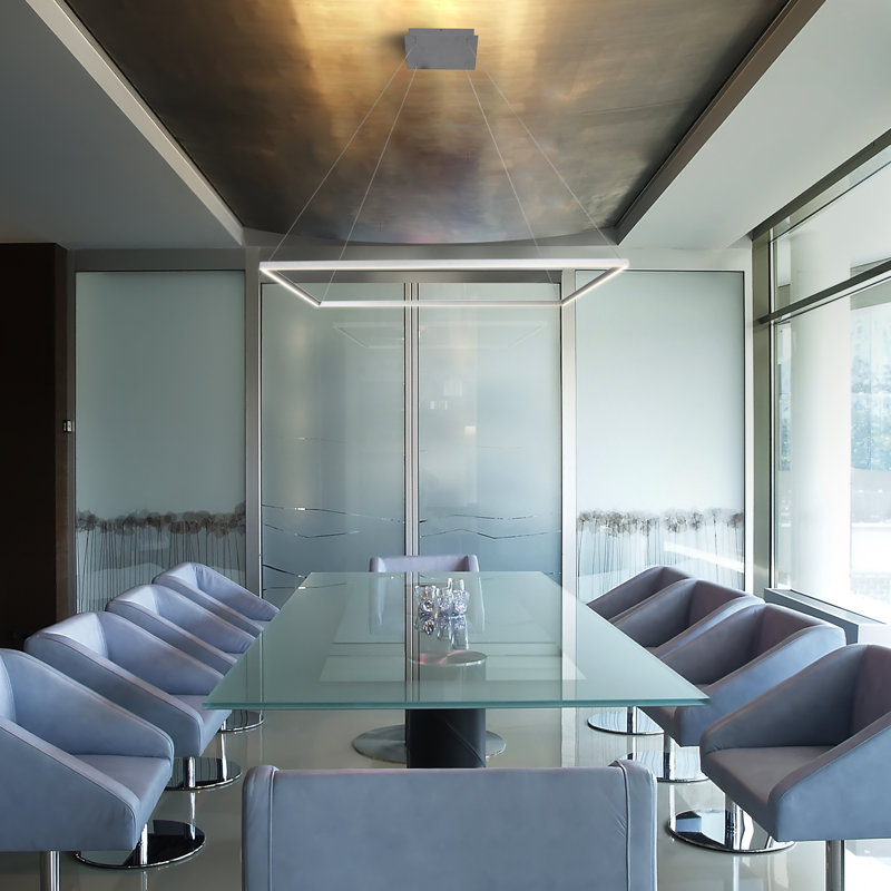 Atria Integrated LED Linear Pendant Height Adjustable ETL Certified Square Chandelier Lighting, 120" H x 51.25" W x 51.25" D