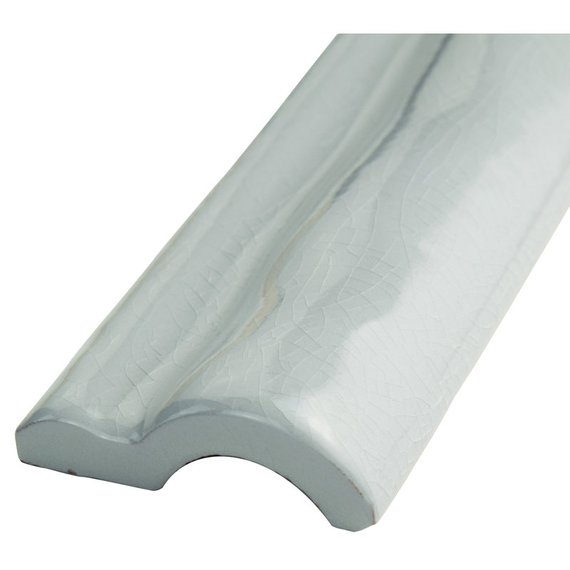 Antic Craquelle 6" x 2" Glossy Ceramic Mudcap Tile Trim in Gris soho