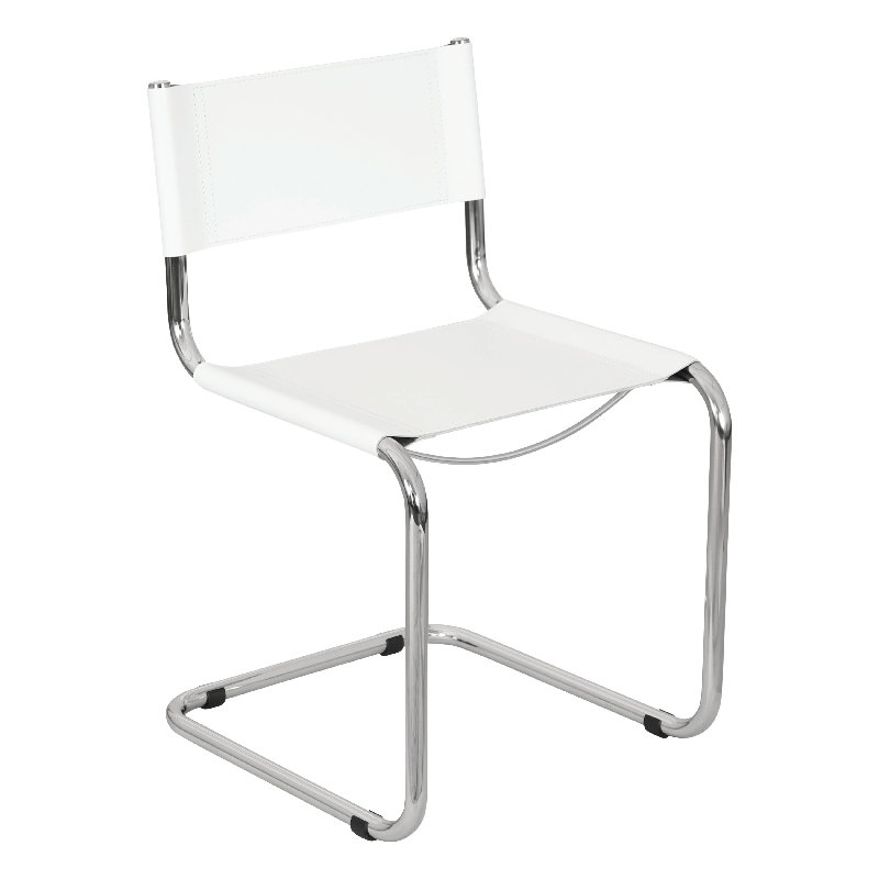 Mart Stam Cantilever Side Chair w/ Chrome-Plated Steel Frame (Various Bonded Leather Colors), White
