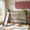 Lit mezzanine simple simple avec glissière et échelle, lit mezzanine pour enfants en bois massif avec glissade amusante, conception peu encombrante pour les petites chambres