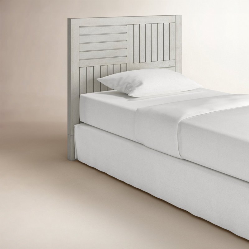 Tête de lit en bois massif Cotswald, Aspect pavé blanc, Lit simple