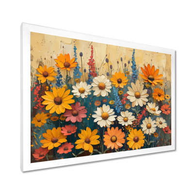 Décoration murale jaune et blanc avec chardon de jardin vibrant - chardon