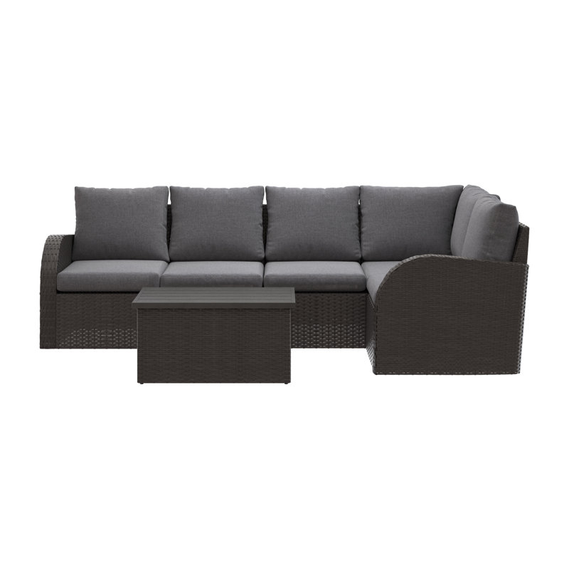 Mucklen Wicker 5 - Person Modular Patio Conversation Set with Cushions, Light Gray