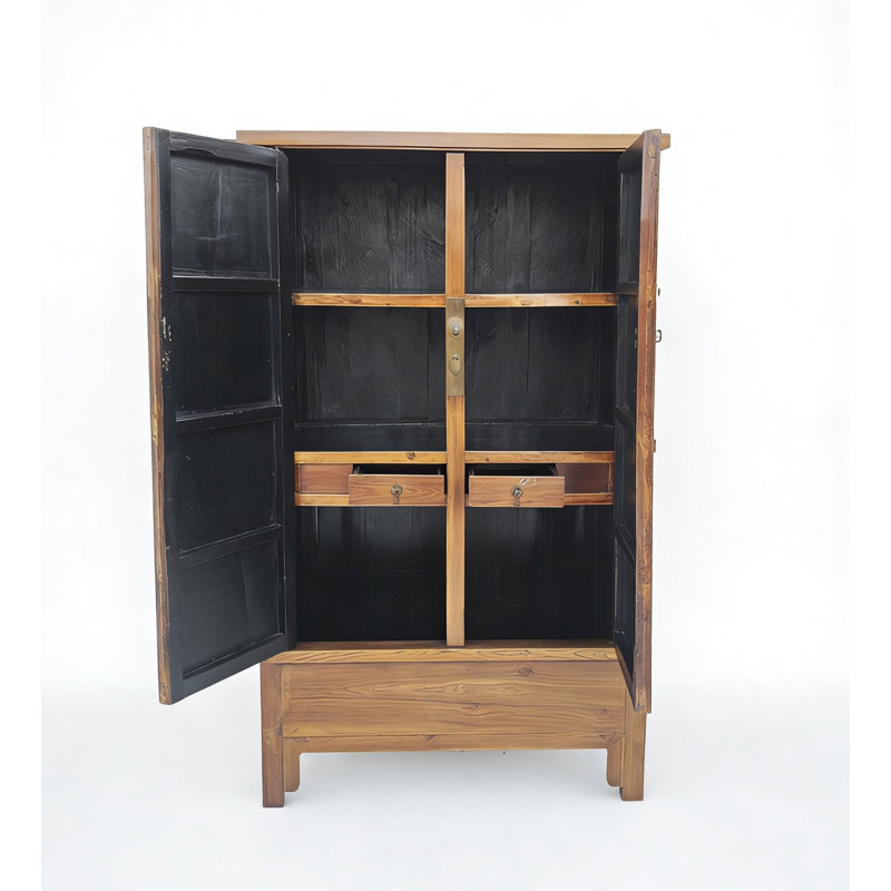 Antique Square-Corner Elm Armoire
