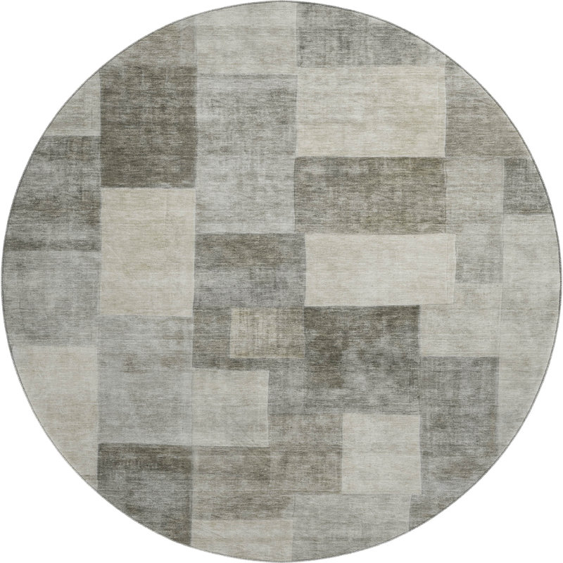 Premium Machine Washable Alijah AMF1261 Geometric Rug, Round 8'