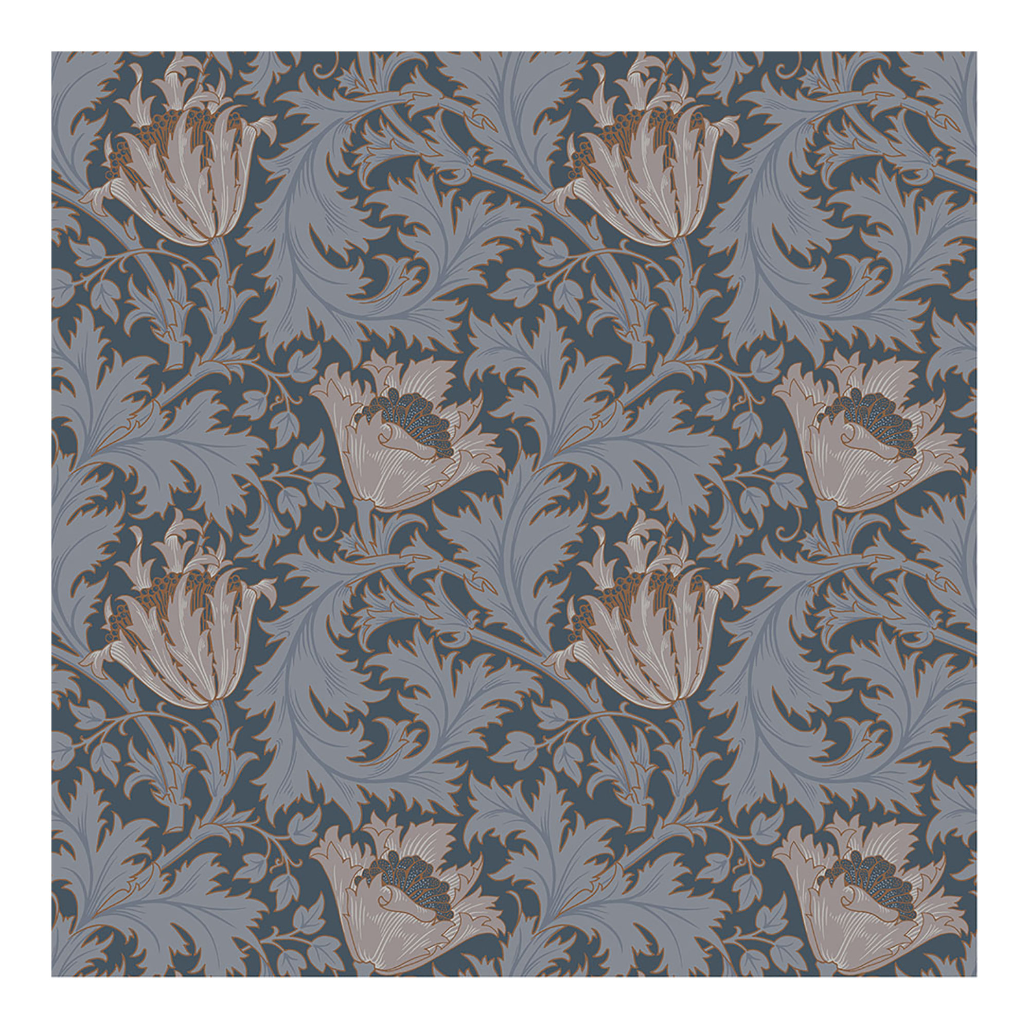 Anemone Floral Wallpaper, Dark Blue