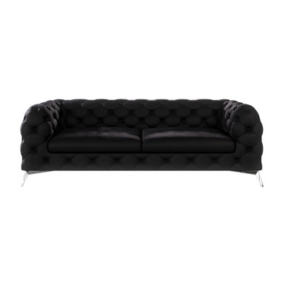 Chesterfield Sofa  3 Seater with Silver Metal Legs