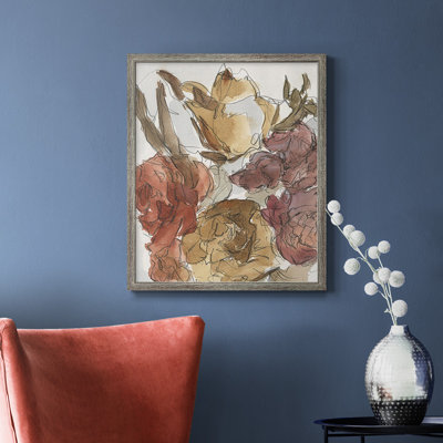Arrangement floral recadré I, toile encadrée de qualité supérieure - prête à être accrochée