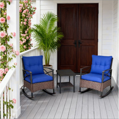 Ensemble de chaises berçantes pour patio avec chaises berçantes et table basse à 2 niveaux pour le jardin, le porche et la cour