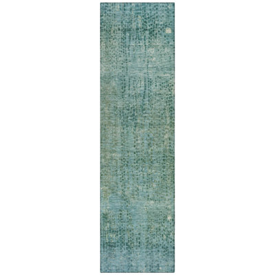 Machine Washable Indoor/Outdoor Xhevrie Teal Rug