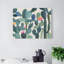 Motif de cactus bleu sarcelle, cadre en bois intégré, art mural bohème désertique, 16 x 20