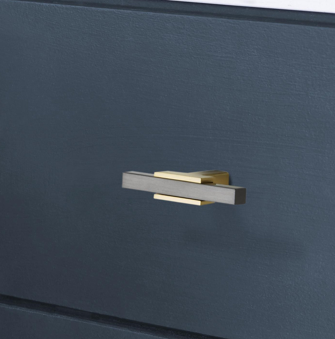 Urbanite Bar Cabinet Knob, Brushed Gold/Black Chrome