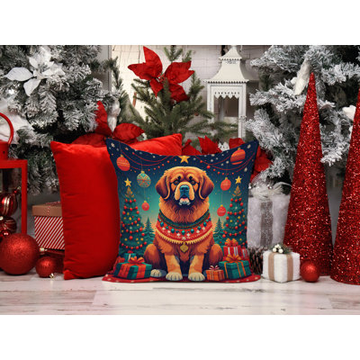 Coussin décoratif en tissu 1160_Tibetan Mastiff Christmas