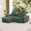 Canapé modulaire en L à 2 places avec passepoil à bordure française, sans assemblage requis, canapé à 2 places avec coussins décoratifs et 1 repose-pieds mobile, tissu de velours vert