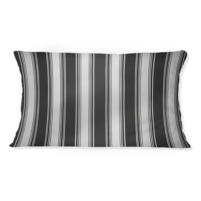 Black White Pinstripe Pattern II - Modern Lumbar Pillow