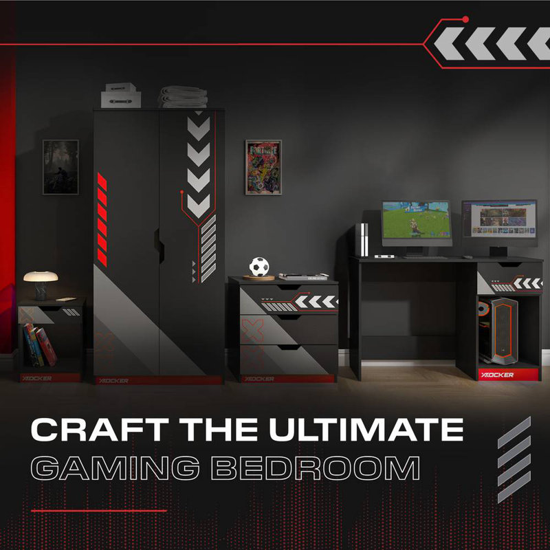 X Rocker Octane 110cm Gaming Desk with Drawer - Blue, Red