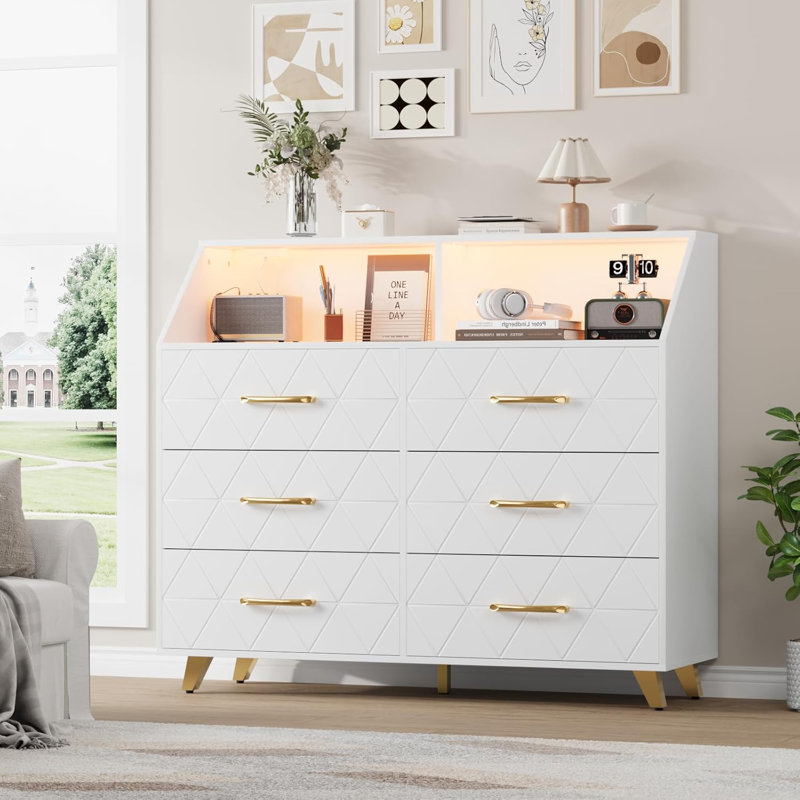 119.9 cm W Chest of 6 Drawers, White