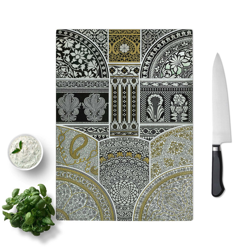 Glass indian Pattern by Albert Racinet Chopping Board, 39 cm W x 28.5 cm L