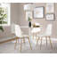 Table moderne avec base en métal blanc et plateau en placage de marbre blanc-1350244024