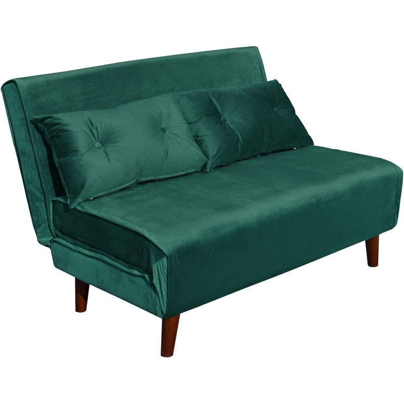 Cramerton 2 Seater Velvet Sofa Bed, Green