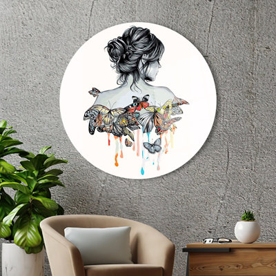 Abstract Girl And Butterflies Glass Wall Art Featuring An Elegant Woman In An Artistic Design Ideal For Home Decor