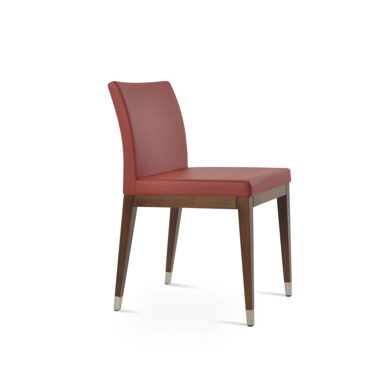 Chaise d'appoint en bois avec anneau chromé Aria, Similicuir PPM rouge foncé