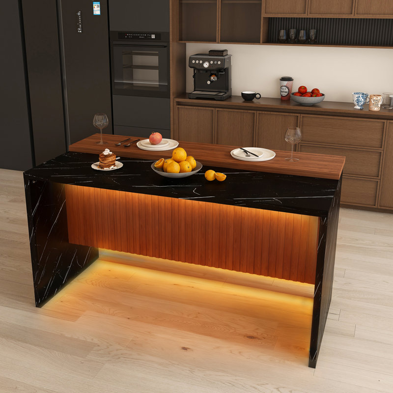 Îlot de cuisine avec lumières DEL, Black