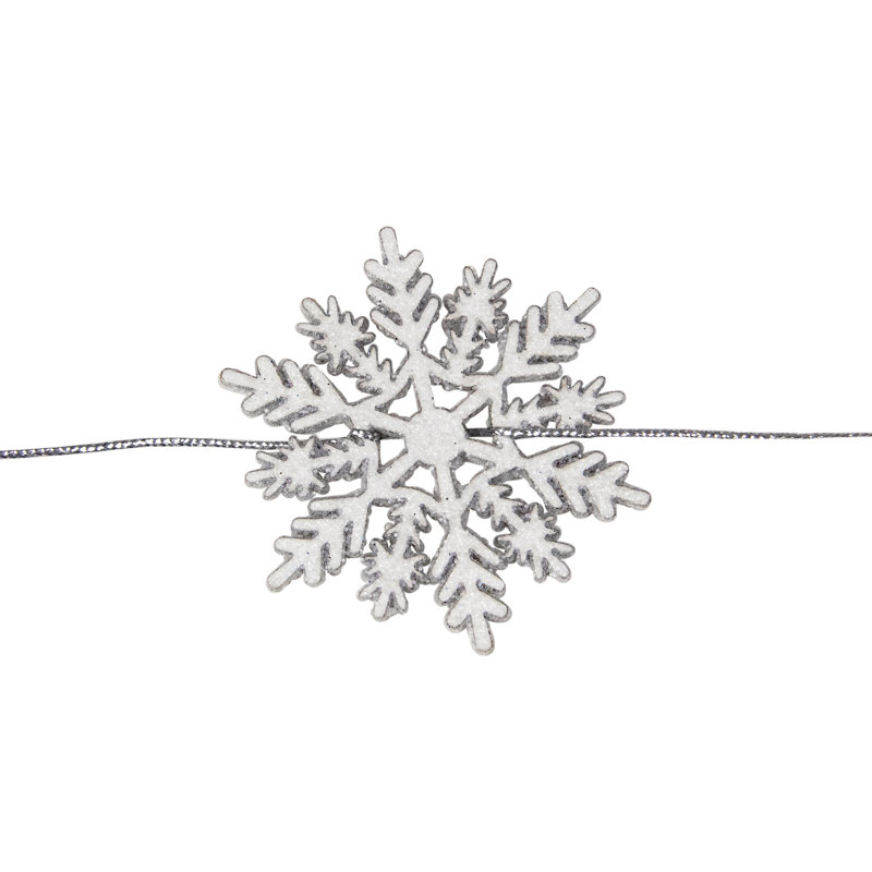 Guirlande de Noël flocon de neige en bois à paillettes blanches 5 '