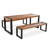 3-Pieces Outdoor Dining Table With 2 Benches, Patio Dining Set With Unique Top Texture, Acacia Wood Top & Steel Frame, All Weather Use, For Outdoor & Indoor