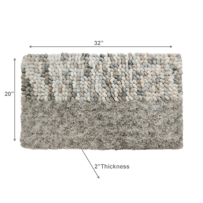 Haight Poly-Cotton Handwoven Bath Mat Beige -Tonal, Beige