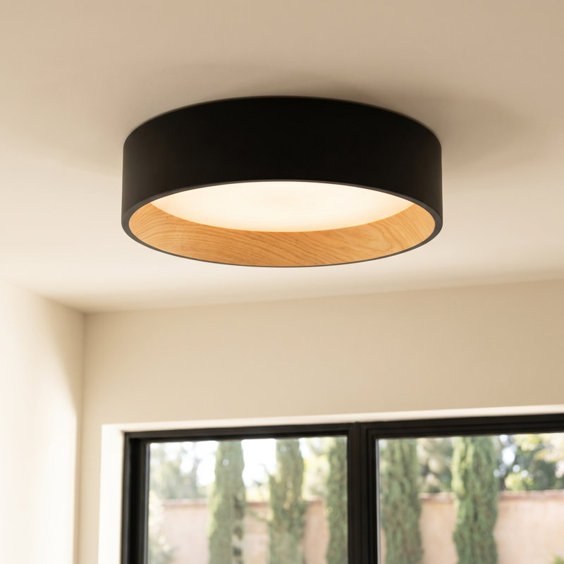 Bodine Dimmable Integrated LED Drum Flush Mount, 3.75" H x 13" W x 13" D, Natural