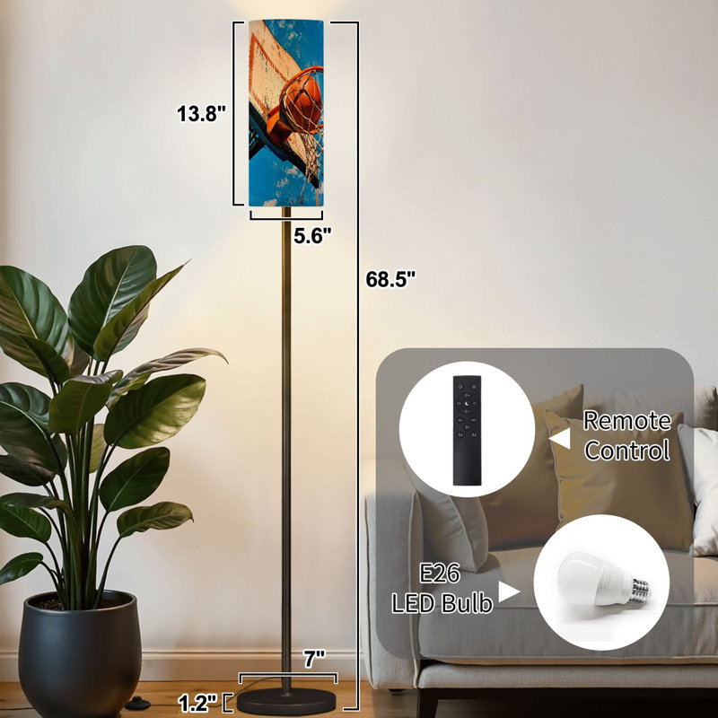 Lampe sur pied rustique d'extérieur Basketball Hoop Basketball Against Vibrant Blue