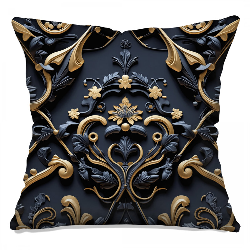 Coussins décoratifs ornementaux à motif floral baroque, 14 x 14 inches